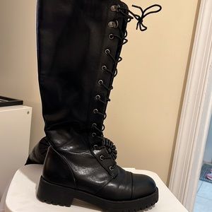 Lace Up Knee High Combat Boots